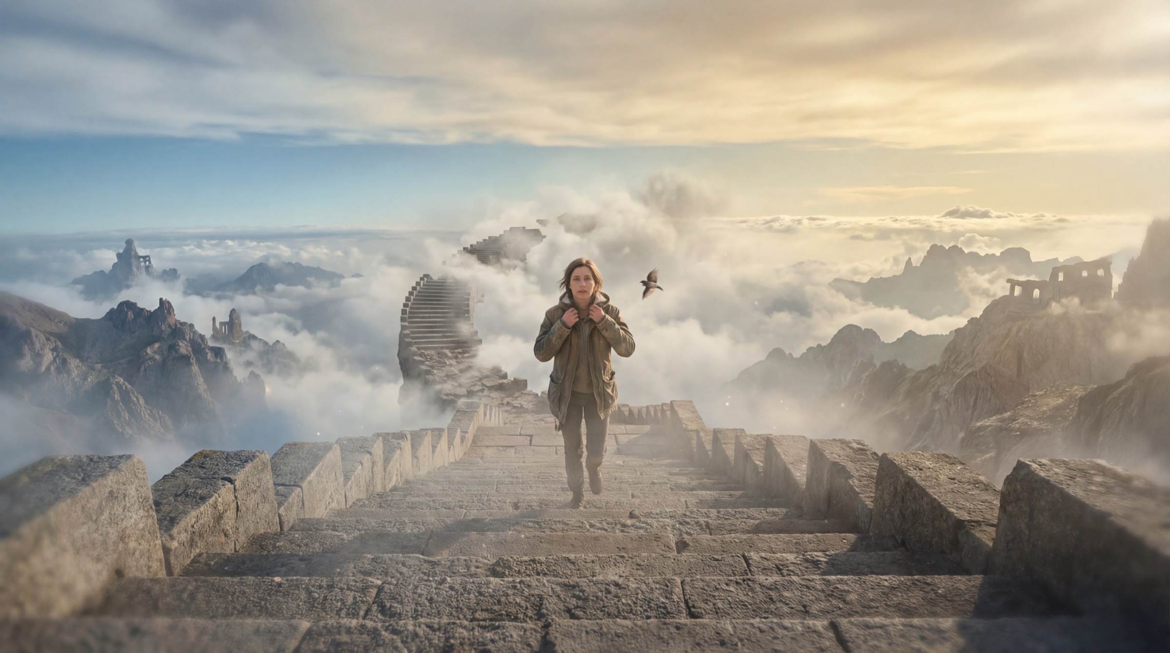 A giant open book in a sunlit meadow with tiny people walking around it